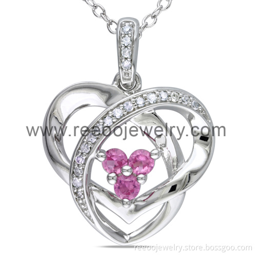 Fashion Double Heart Sterling Silver Jewelry Necklace